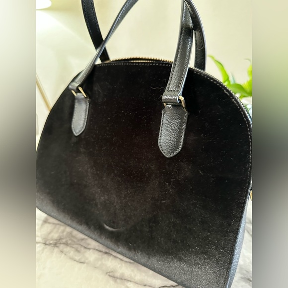 Kate spade LEATHER bowling bag tote with real pearls and crushed velvet - Picture 6 of 11